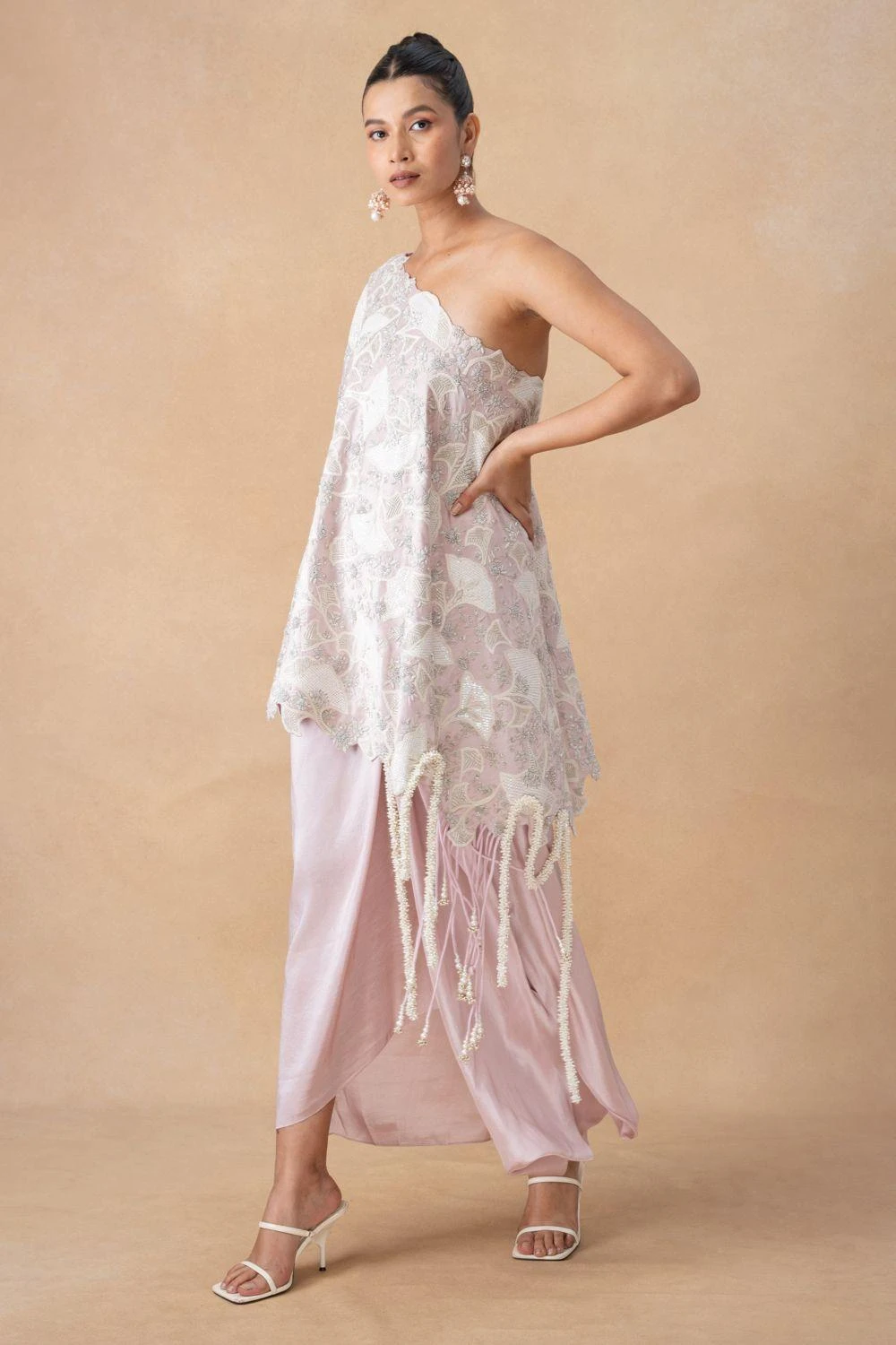 Anamika Khanna Lavender Sequin Embellished Drape-Skirt Set 4 Anamika Khanna Lavender Sequin Embellished Drape-Skirt Set - Image 2