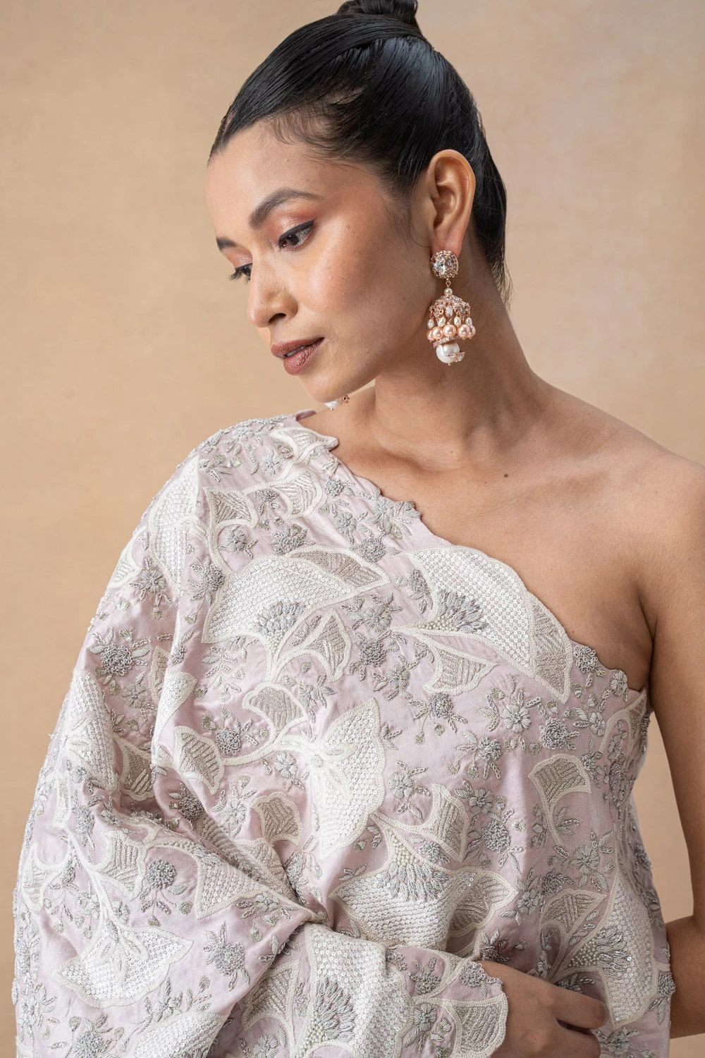 Anamika Khanna Lavender Sequin Embellished Drape-Skirt Set 6 Anamika Khanna Lavender Sequin Embellished Drape-Skirt Set - Image 4