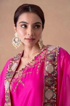 Anamika Khanna Vibrant Pink Floral & Sequin Adorned Sharara Set -Divine Couture 12124ak25 4