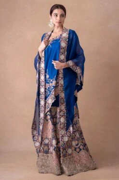 Anamika Khanna Royal Blue Floral & Sequin Adorned Sharara Set