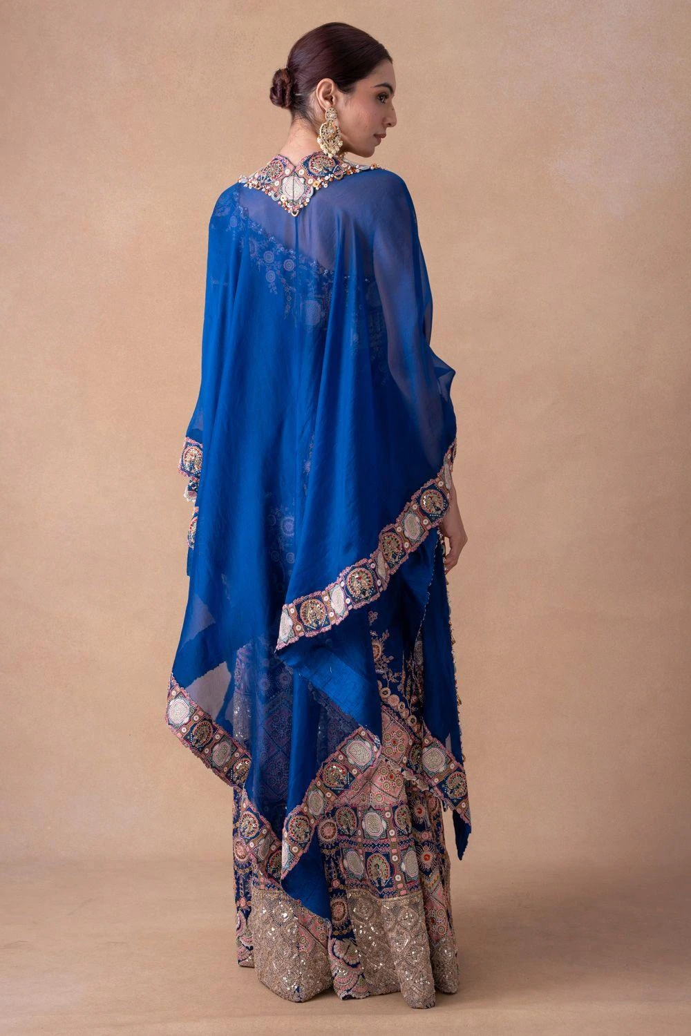 Anamika Khanna Royal Blue Floral & Sequin Adorned Sharara Set 7 Anamika Khanna Royal Blue Floral & Sequin Adorned Sharara Set - Image 5