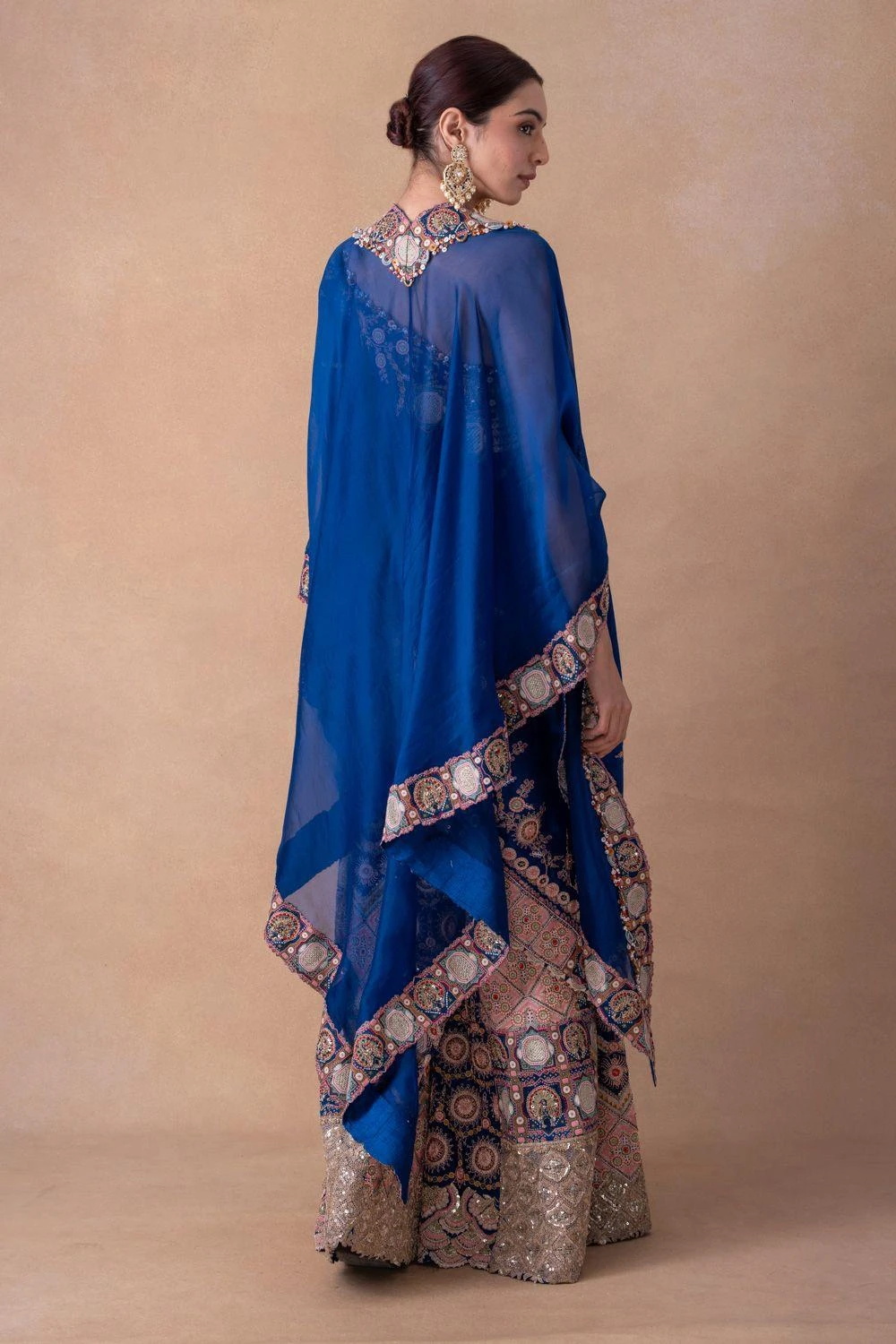 Anamika Khanna Royal Blue Floral & Sequin Adorned Sharara Set 8 Anamika Khanna Royal Blue Floral & Sequin Adorned Sharara Set - Image 6
