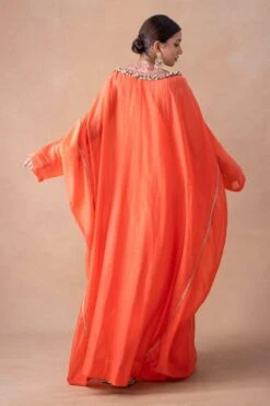Anamika Khanna Coral Pink Floral & Sequin Adorned Kaftan Set -Divine Couture 12124ak39 5