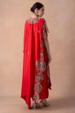 Anamika Khanna Bold Red Paisley Embellished Kaftan-Skirt Set -Divine Couture 12124ak41 5
