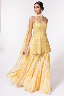DUARA Tie & Dye Yellow Embellished Sharara Set -Divine Couture 124ua14 3