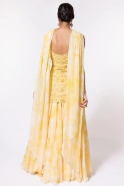 DUARA Tie & Dye Yellow Embellished Sharara Set -Divine Couture 124ua14 5