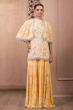 Tarun Tahiliani Yellow Floral Sharara Set