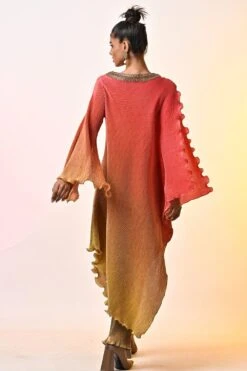 Kiran Uttam Ghosh Coral Ombre Hand Embellished Kaftan 9 Kiran Uttam Ghosh Coral Ombre Hand Embellished Kaftan -Divine Couture 12723kug9 4