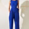 Khara Kapas Electric Blue Fitted Jumpsuit -Divine Couture 12923kk1 1