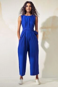 Khara Kapas Electric Blue Fitted Jumpsuit