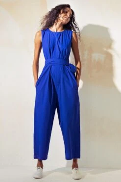 Khara Kapas Electric Blue Fitted Jumpsuit -Divine Couture 12923kk1 3