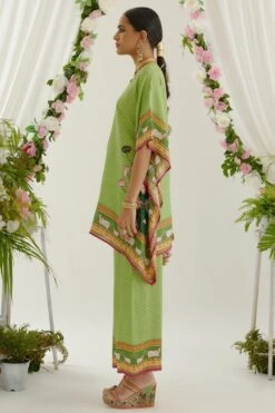 Rajdeep Ranawat Lime Green Band Collar Kaftan Set -Divine Couture 1303rr01 3 1