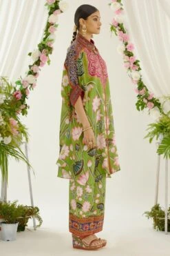 Rajdeep Ranawat Green Kamara Gathered Sleeve Tunic Set -Divine Couture 1303rr05 3 1