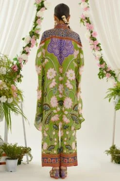 Rajdeep Ranawat Green Kamara Gathered Sleeve Tunic Set -Divine Couture 1303rr05 6 1