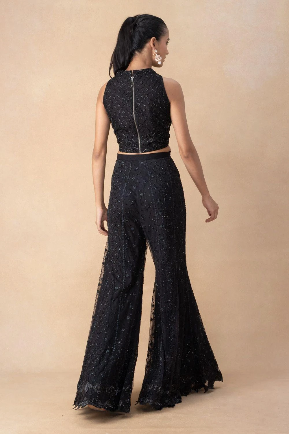 Mishru Black Embroidered Sharara Set 7 Mishru Black Embroidered Sharara Set - Image 5