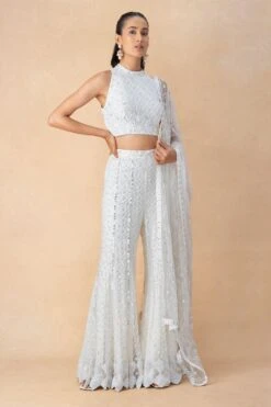 Mishru Ivory Embroidered Sharara Set