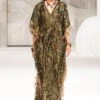 Rara Avis Olive Gold V-neck Kaftan -Divine Couture 131123rr38 1