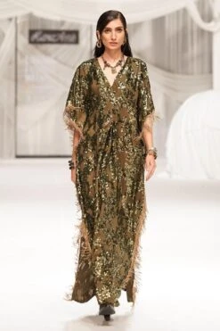 Rara Avis Olive Gold V-neck Kaftan