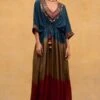 CAPISVIRLEO Embroidered V-neck Tie & Dye Kaftan 2 CAPISVIRLEO Embroidered V-neck Tie & Dye Kaftan -Divine Couture 132cp10 1