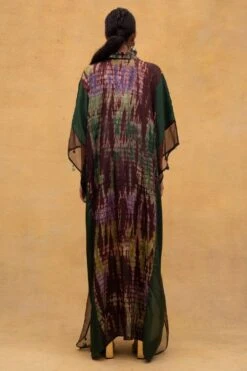 CAPISVIRLEO Brown & Olive Habutai Silk Kaftan -Divine Couture 132cp2 5