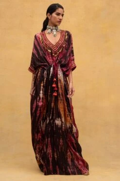 CAPISVIRLEO Red & Rust Tie Dye Kaftan -Divine Couture 132cp6 2
