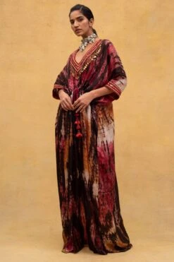 CAPISVIRLEO Red & Rust Tie Dye Kaftan -Divine Couture 132cp6 3