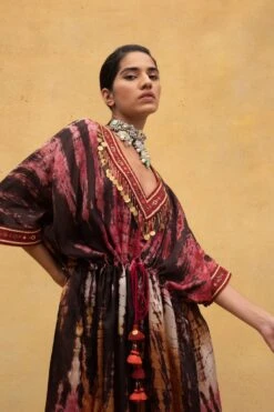 CAPISVIRLEO Red & Rust Tie Dye Kaftan -Divine Couture 132cp6 4