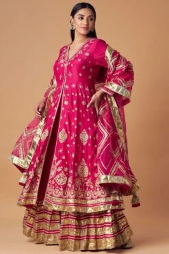 Simar Dugal Fuchsia Aari & Dori Embroidered Kalidar Set