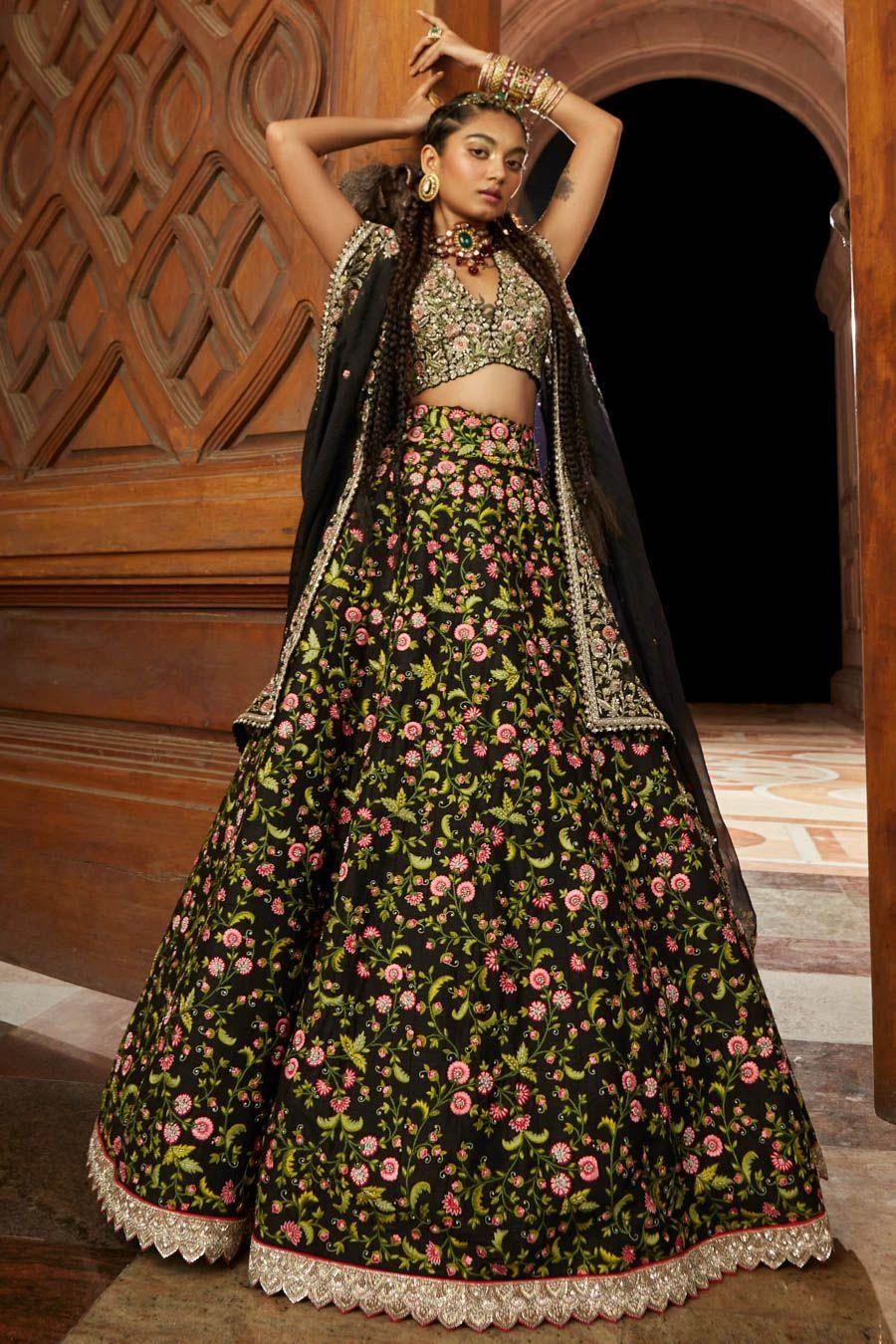 Mrunalini Rao Black Embroidered Lehenga Set 5 Mrunalini Rao Black Embroidered Lehenga Set - Image 3