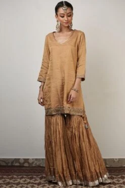 Rhua Antique Gold Aari Embroidered Sharara Set -Divine Couture 1411ra2 4