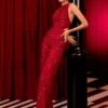 Mishru Red Embellished Leyla Jumpsuit -Divine Couture 142mru20 1