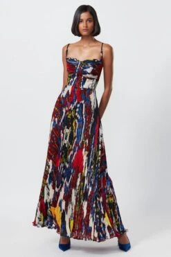 Saaksha & Kinni Multicoloured Floral Micro Pleated Dress