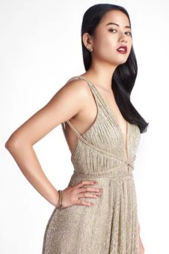 Sharnita Nandwana Gold Foil Cheetah Print Gown 8 Sharnita Nandwana Gold Foil Cheetah Print Gown -Divine Couture 144sn1 3