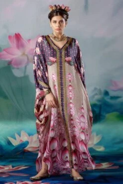 Rajdeep Ranawat Pink Verusha V-neck Kaftan -Divine Couture 1503rr03 3