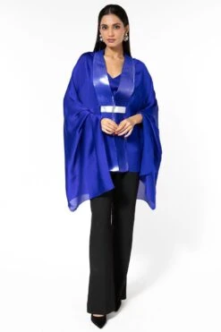 Amit Aggarwal Blue Panelled Cape With Belt