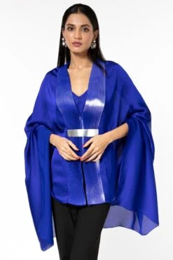 Amit Aggarwal Blue Panelled Cape With Belt -Divine Couture 1511ag1 4