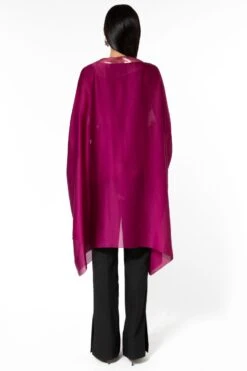 Amit Aggarwal Wine Panelled Cape With Belt 11 Amit Aggarwal Wine Panelled Cape With Belt -Divine Couture 1511ag2 5