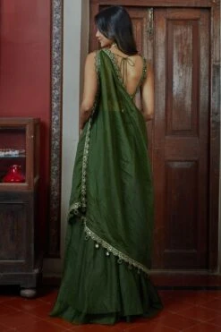 Arpita Mehta Solid Green Sharara With Hand Embroidered Drape -Divine Couture 1511am30 3