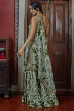 Arpita Mehta Sand & Green Sharara With Hand Embroidered Drape -Divine Couture 1511am33 3