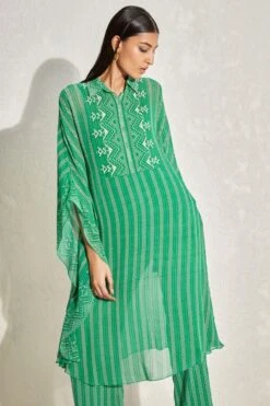 Namrata Joshipura Kelly Green Striped Kaftan Set -Divine Couture 1532023nj18 4