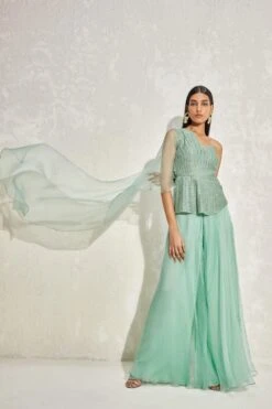 Namrata Joshipura Jade Green Hand Embellished Peplum Set -Divine Couture 1532023nj21 2