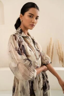 Arcvsh By Pallavi Singh Grey Petal Printed Jacket & Jumpsuit -Divine Couture 15423arc30 4