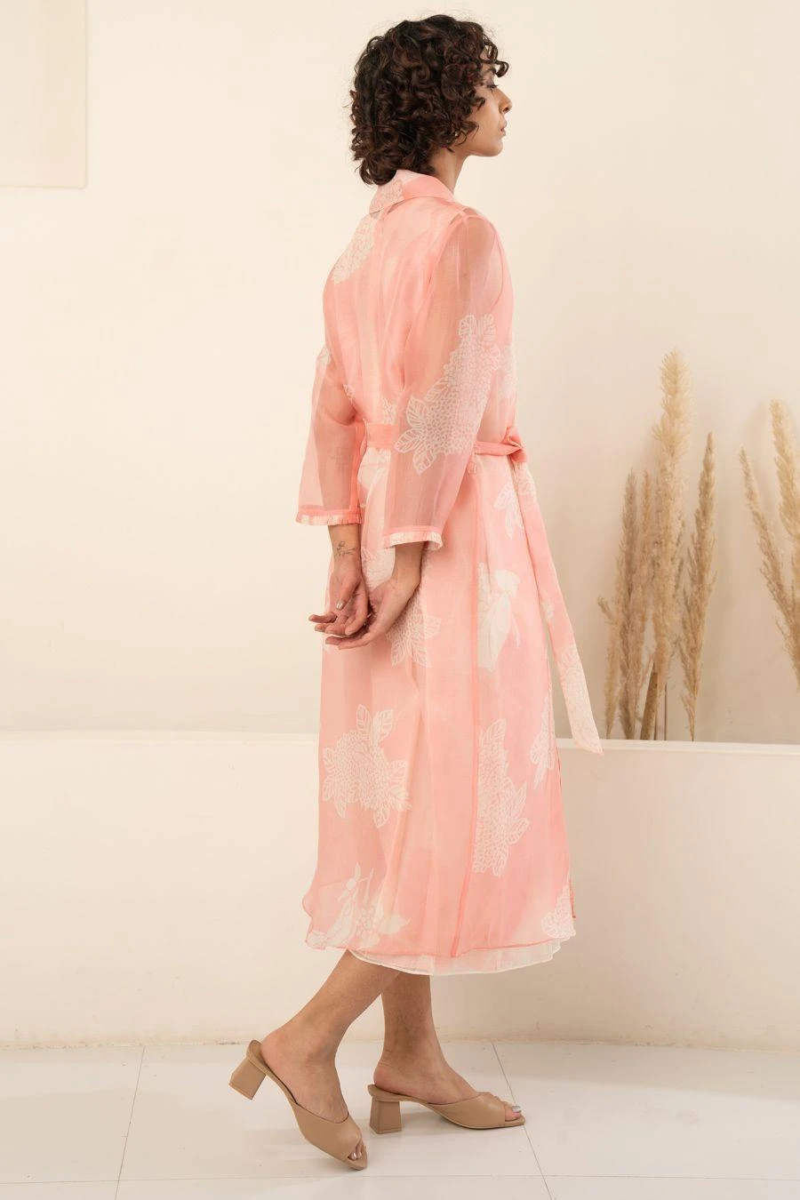 Arcvsh By Pallavi Singh Pink Floral Printed Jacket & Jumpsuit 4 Arcvsh By Pallavi Singh Pink Floral Printed Jacket & Jumpsuit - Image 2