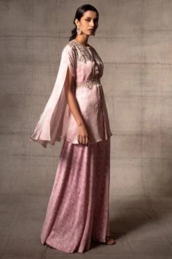 Ahilian Powder Pink Printed & Embroidered Cape Set -Divine Couture 157ahili11 3