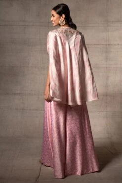Ahilian Powder Pink Printed & Embroidered Cape Set -Divine Couture 157ahili11 5