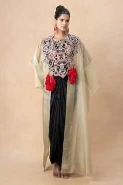 Anamika Khanna Pastel Green Embellished Cape Set