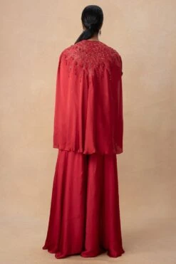 Ahilian Red Embellished Cape Set -Divine Couture 161023an2 5
