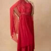 Ahilian Red Crystal Embellished Cape Set 1 Ahilian Red Crystal Embellished Cape Set -Divine Couture 161023an3 1