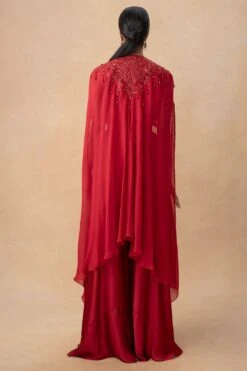 Ahilian Red Crystal Embellished Cape Set 11 Ahilian Red Crystal Embellished Cape Set -Divine Couture 161023an3 5