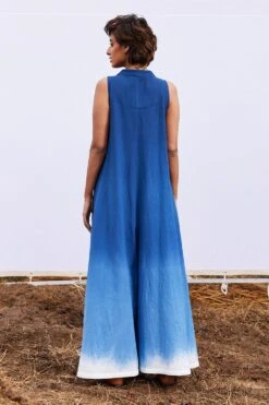 Khara Kapas Marine Blue Ombre Khadi Jumpsuit -Divine Couture 161223kk25 4
